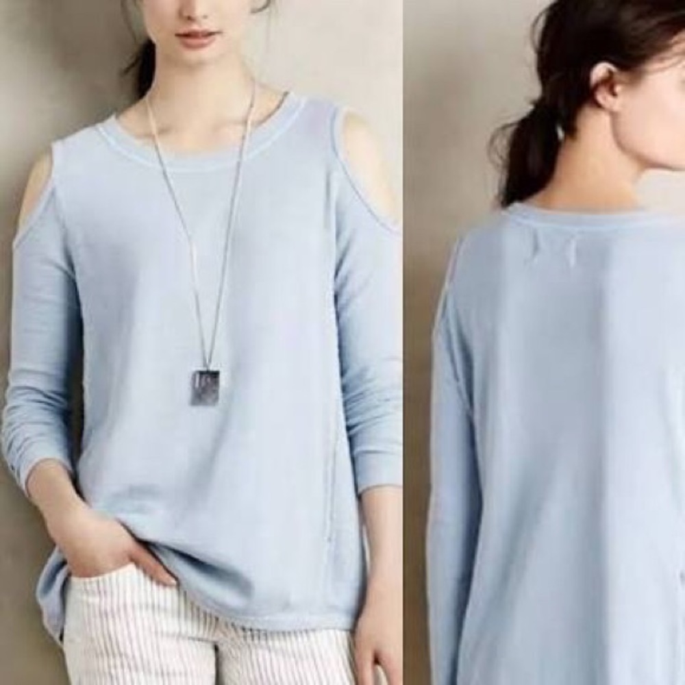 Anthropologie Sol Angeles blue cold shoulder top